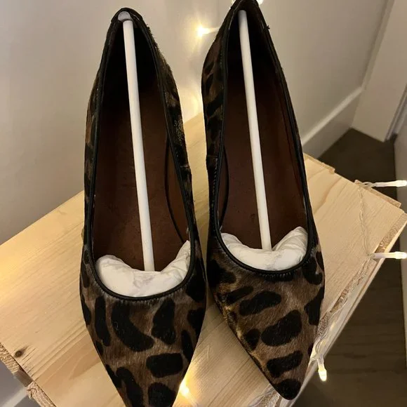 European Pony Hair Leopard Print heels - Picture 12 of 13